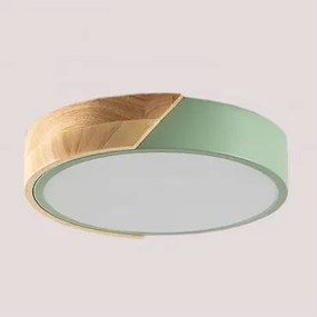 Plafoniera Led Jan Celadón - Madera Natural & Ø23 Cm - Sklum