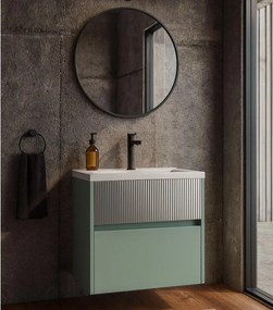 Mobile da bagno sospeso sotto lavabo Niwa 2 cassetti L 59.5 x H 50 x P 45.5 cm verde timo e grigio cannettato