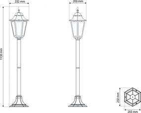 Paletto Lampione Vintage 110cm E27 IP54 Spazzolato - Serie PUCCINI