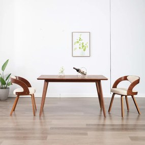 Sedie Da Pranzo 2 Pz Crema İn Legno Piegato E Similpelle /