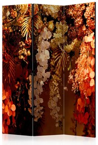 Paravento design Giardini pensili (3 pezzi) - composizione calda in fiori