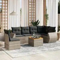 Set Divani da Giardino 7 pz con Cuscini Grigio in Polyrattan 3257362