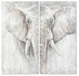 Set di 2 quadri DKD Home Decor Elefante Coloniale 120 x 3,7 x 120 cm