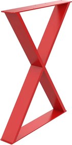 Gamba per mobili STEELMI Incrociato in acciaio rosso lucido L 58 x P 8 x H 71 cm