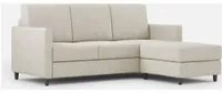 Divano 3 Posti con Pouf 198x155x85 cm Karay in Tessuto Latte