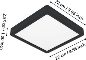 Eglo 901374-LED RGBW Plafoniera dimmerabile fumé FUEVA-Z LED/10,5W/230V 22x22cm IP44 nero