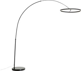 Lampada da terra ad arco di design nera con LED dimmerabile a 3 livelli - Anello