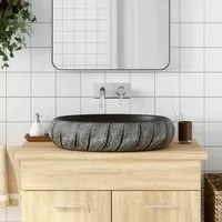 Lavabo da Appoggio Nero e Grigio Ovale 59x40x15 cm Ceramicacod mxl 131492