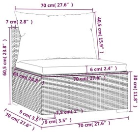 Set Salotto da Giardino 7 pz con Cuscini in Polyrattan Nero