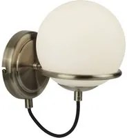 Applique Contemporanea Sfera Acciaio Ottone Vetro Bianco 1 Luce E14