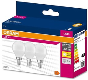 SET 3x Lampadina LED P45 E14/7,5W/230V 3000K - Osram