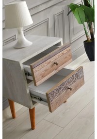 Comodino MALMO 55x40 cm bianco/marrone