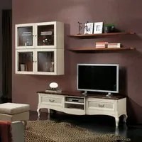 Parete attrezzata porta tv classica legno bicolore shabby - Mobili 2G