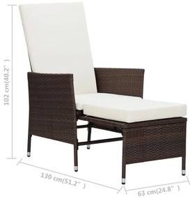 Set Divani da Giardino 3 pz con Cuscini in Polyrattan Marrone