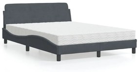 Letto Con Materasso Grigio Scuro 120x200 Cm İn Velluto /