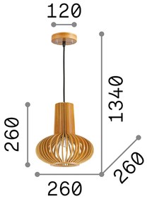 Sospensione Industrial-Minimal Citrus-2 Legno Marrone 1 Luce E27