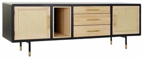 MOBILE TV NERO RATTAN PINO 160X44X55