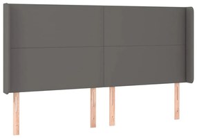 Testiera ad orecchio grigio 203x16x118/128 cm in similpelle