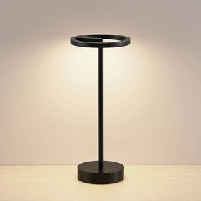 Lucande Lampada da tavolo ricaricabile a LED Halona, nero, alluminio, USB,
