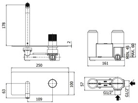 Paffoni Jo Jo105cr Miscelatore lavabo Incasso 2 Fori Con Piastra Rettangolare E Bocca 178 Mm Cromo