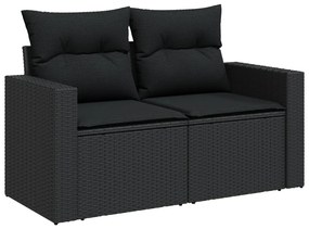 Set divani da giardino con cuscini 8 pz nero in polyrattan