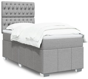 Giroletto A Molle Con Materasso Grigio Chiaro 90x190 Cm Tessuto /