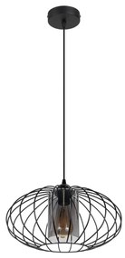 Lampadario a sospensione con filo CORRINI 1xE27/60W/230V diametro 34 cm nero/grigio