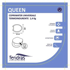 Copriwater universale in polipropilene bianco antibatterico 1,4 kg