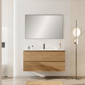 Mobile bagno con lavabo STEP L121 x H60 x P46 cm oak in mdf cannettato 2 cassetti per vasca centrale