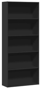 Libreria Nera 80x30x189 Cm İn Legno Multistrato /