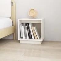 Comodino Bianco 40x30x40 cm in Legno Massello di Pino 813337