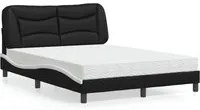 Letto con Materasso Nero e Bianco 140x190 cm in Similpelle 3208722