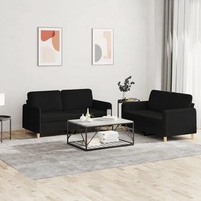 Set Di Divani 2 Pz Con Cuscini Nero İn Tessuto /