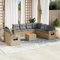 Set Divano da Giardino 10 pz con Cuscini Beige Misto Polyrattan 3256962