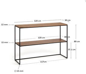 Kave Home - Consolle Yoana impiallacciata noce e struttura in metallo verniciato nero 120 x 80 cm