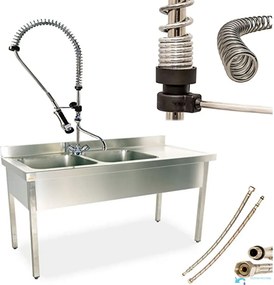 Rubinetto professionale da cucina EYN PRO1337 da piano con doccetta estraibile, in più finiture tra cui cromo e nero