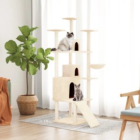 Albero per gatti con tiragraffi in sisal crema 175 cm