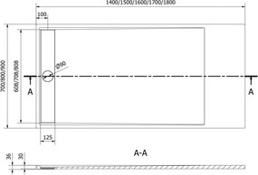 Mexen Amon piatto doccia rettangolare SMC 140 x 70 cm, bianco - 4F107014