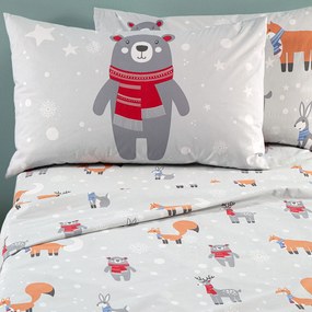 Lenzuola Teddy Piazza e Mezza Grigio in Cotone Caleffi Kids