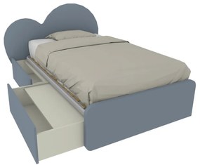 CUPIDO120C - Letto cameretta a cuore 120x190 con cassettoni e testata personalizzabile.Rete inclusa