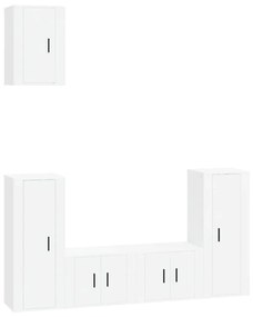 Set di Mobili Porta TV 5 pz Bianco Lucido in Legno Multistrato