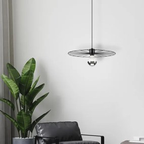 Lampadario a sospensione con filo MONTANA 1xE27/15W/230V diametro 45 cm nero