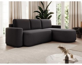 Divano angolare grigio scuro allungabile/con contenitore (con penisola a destra/con chaise lounge) e rivestimento in ciniglia Aurumm – ELTAP