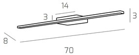 Applique Moderna Line Metallo Cromo Diffusore Acrilico Bianco Led 11,2W Nat 70Cm