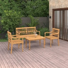 Set Divani da Giardino 4 pz in Legno Massello di Teak