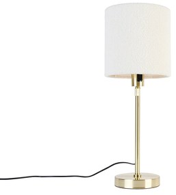 Lampada da tavolo regolabile dorata con paralume in bouclé bianco 20 cm - Parte