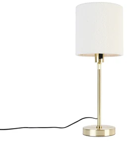 Lampada da tavolo regolabile dorata con paralume in bouclé bianco 20 cm - Parte