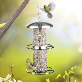 Postazione Pensile Alimentazione Per Uccelli 14x27,5cm Acciaio Inox /