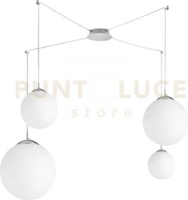 Lampadario a sospensione city sfera bianca 4 luci attacco e27 250cm...