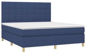 Letto a molle con materasso e led blu 180x200 cm in tessuto